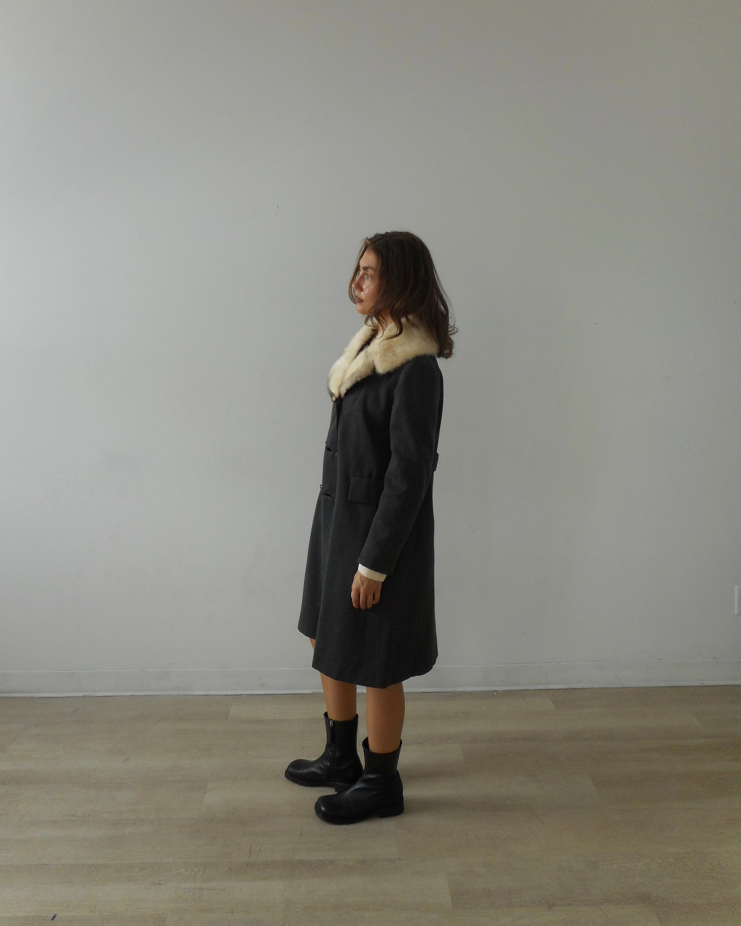 Custom wool fox fur coat