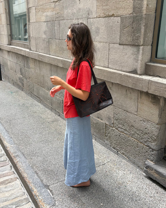 Blue linen skirt