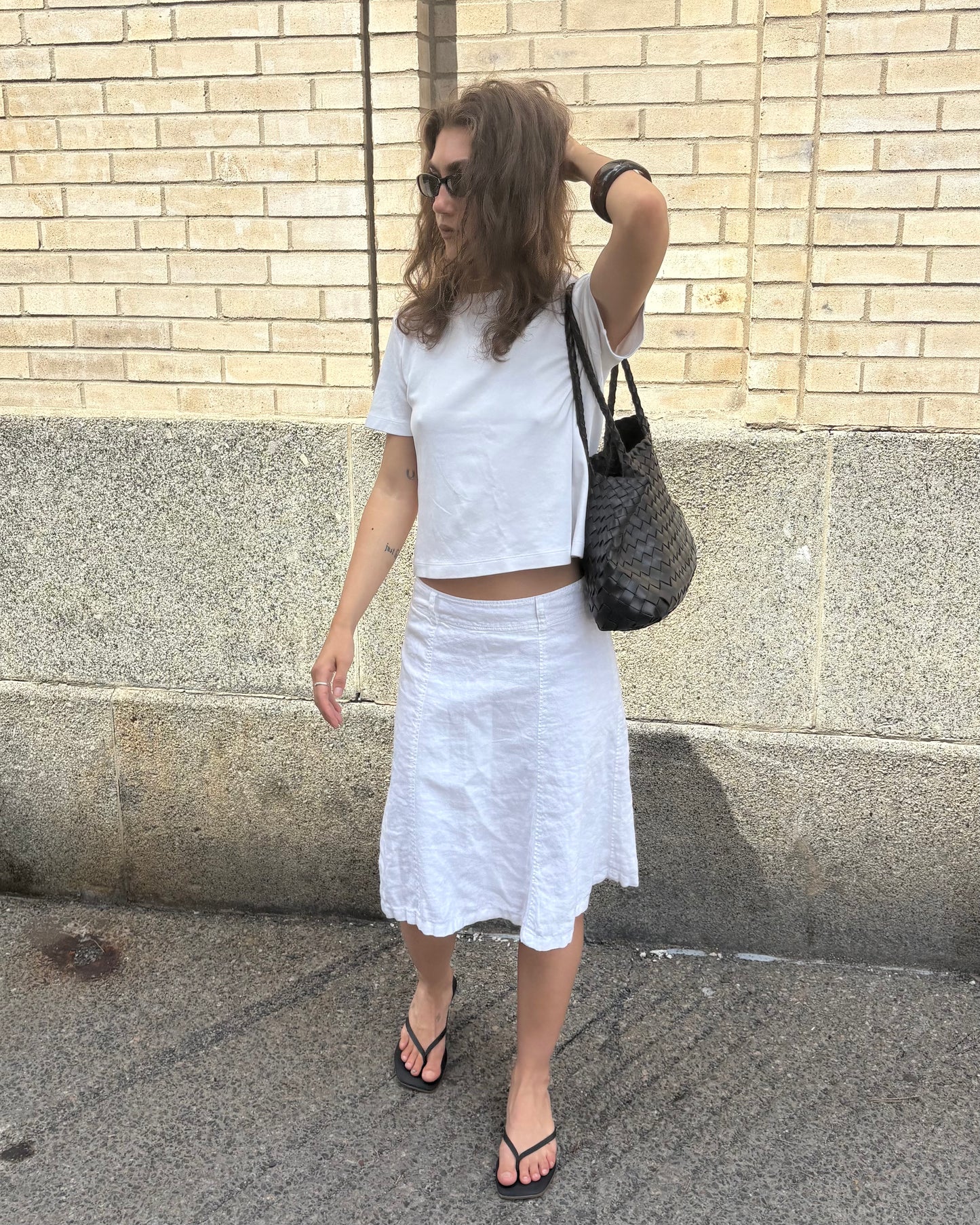 White linen skirt
