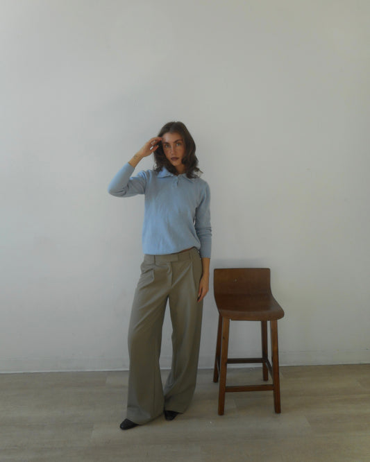 Baby blue lambswool polo