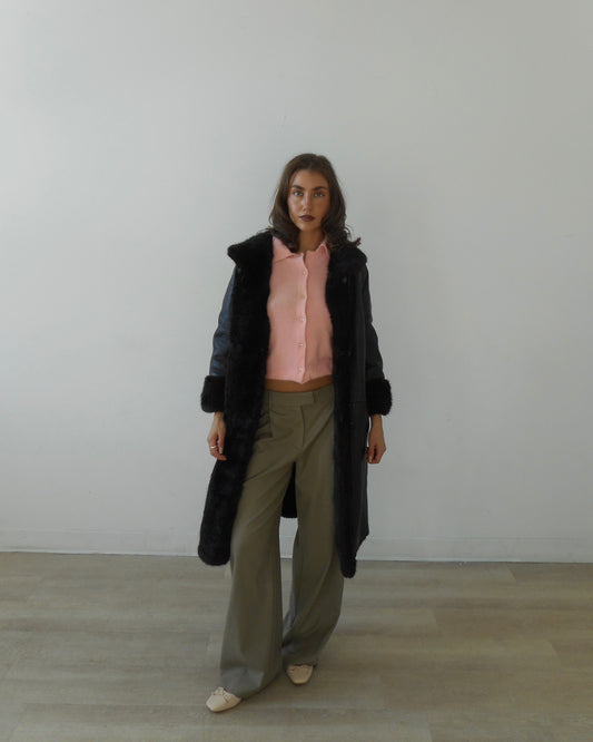 Reversible mink fur coat