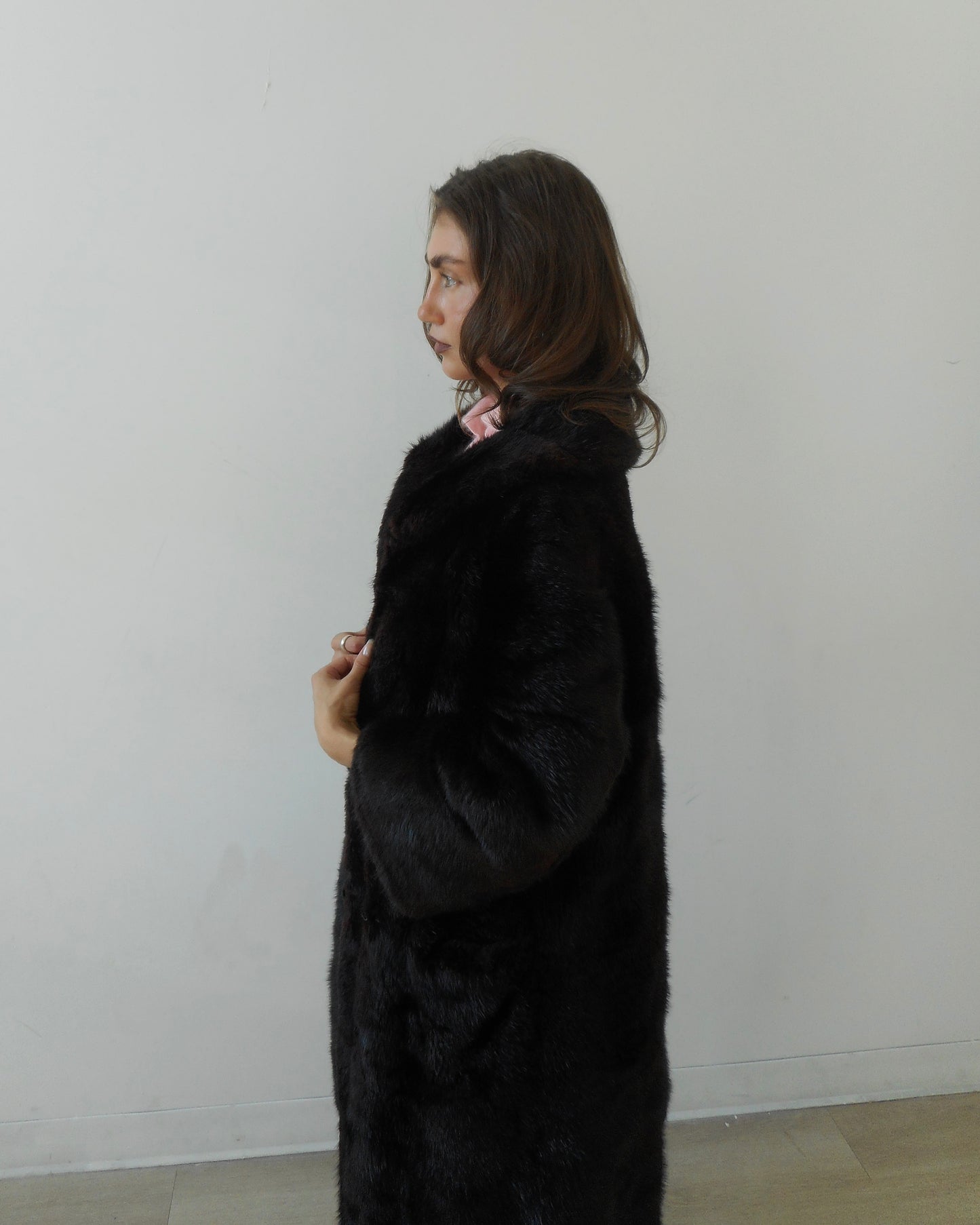 Reversible mink fur coat