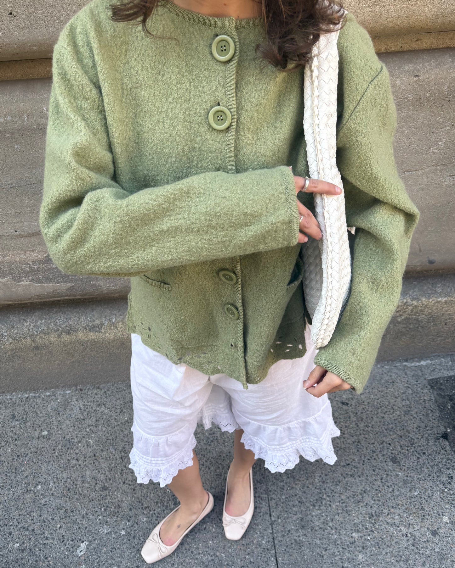 Green wool cardigan