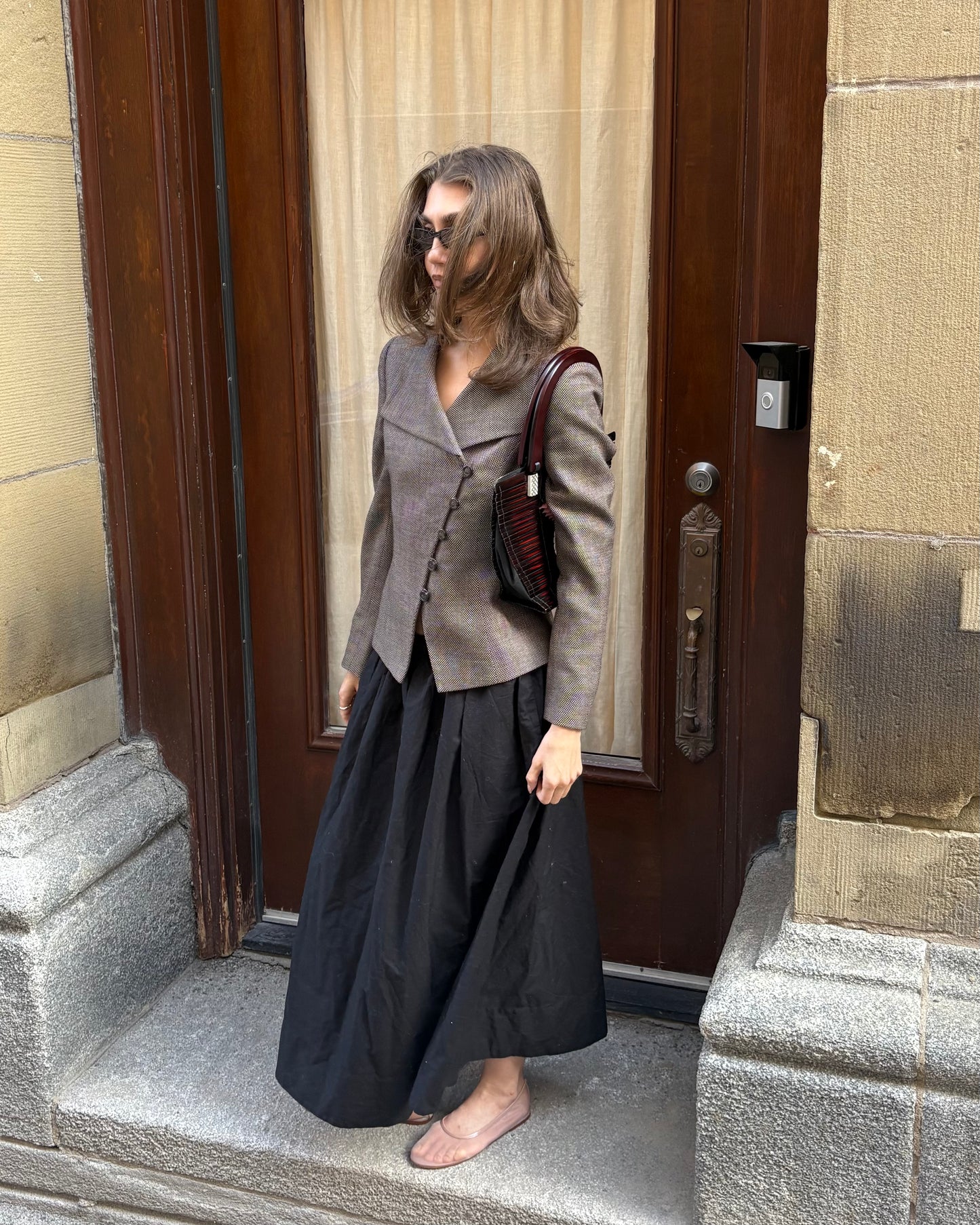 Asymmetric wool blazer