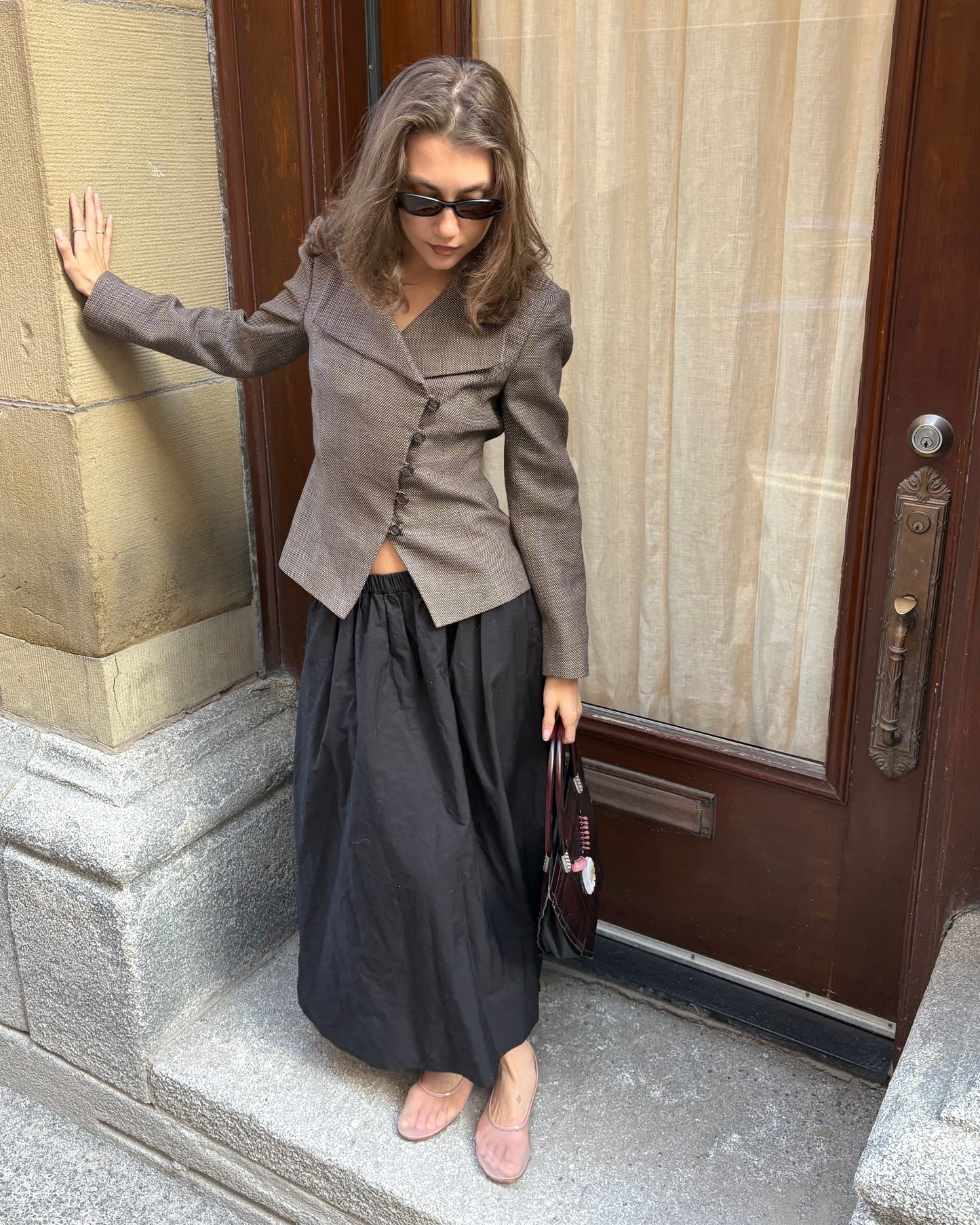 Asymmetric wool blazer