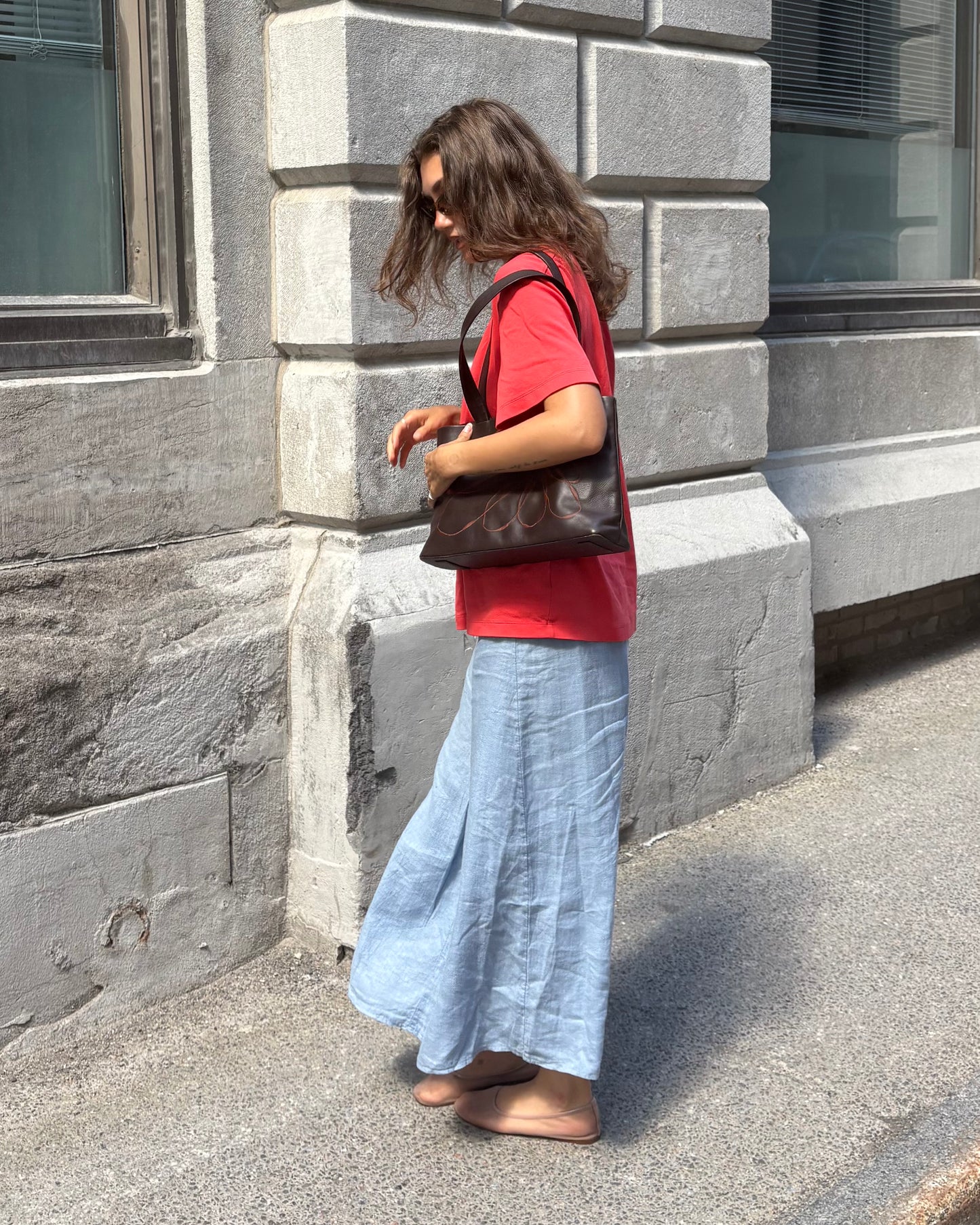 Blue linen skirt
