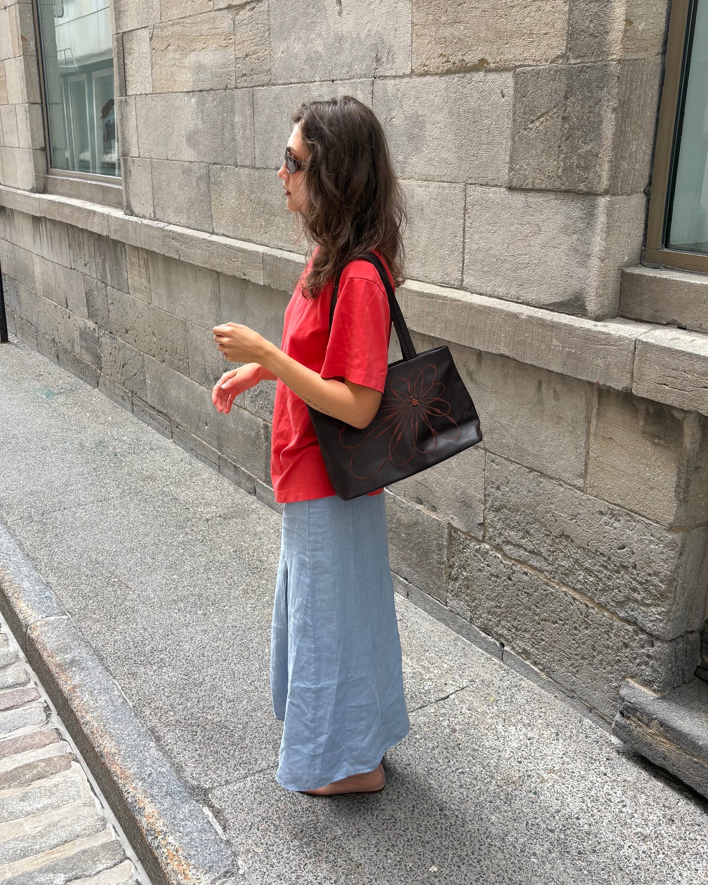 Blue linen skirt