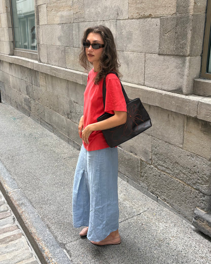 Blue linen skirt