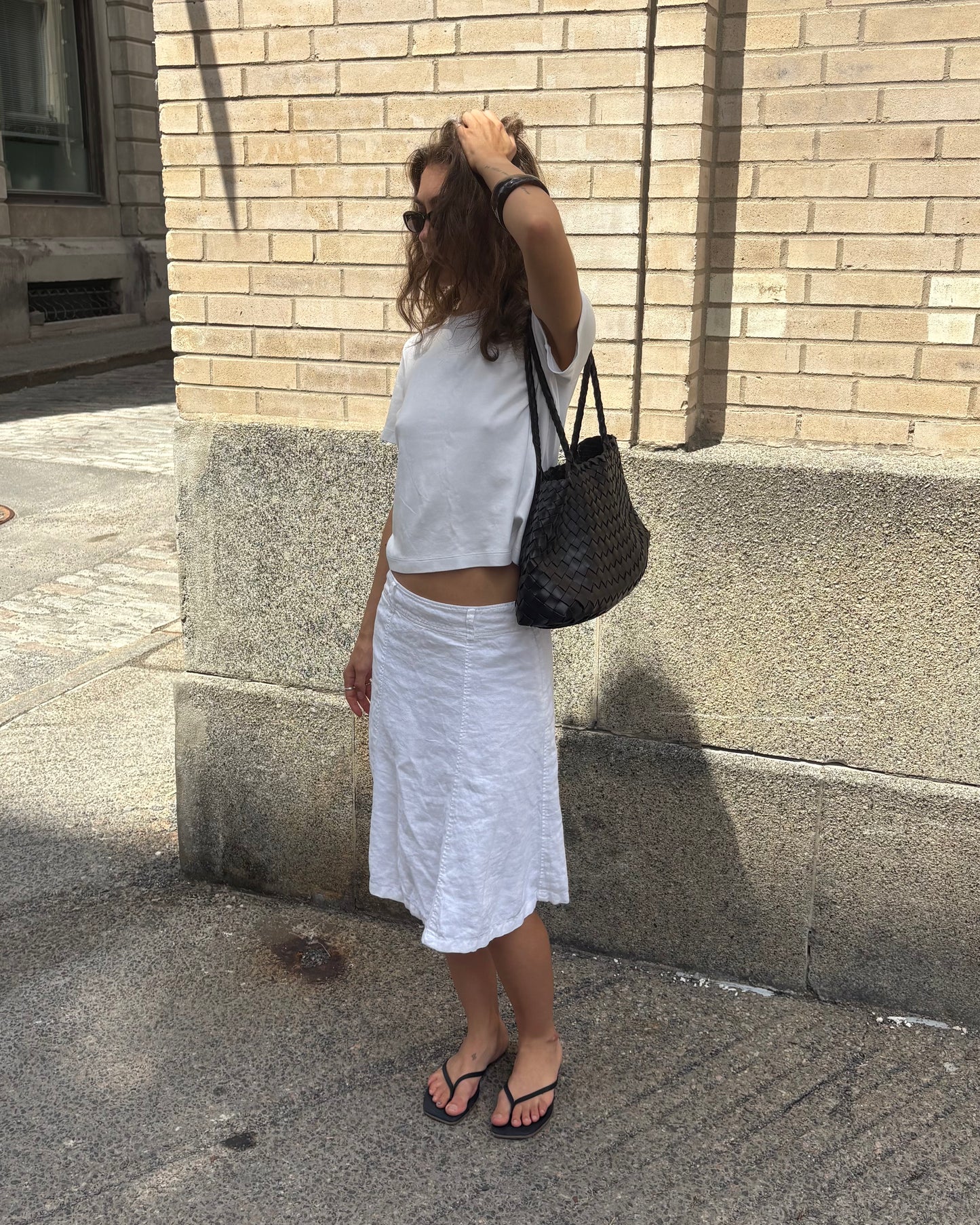 White linen skirt