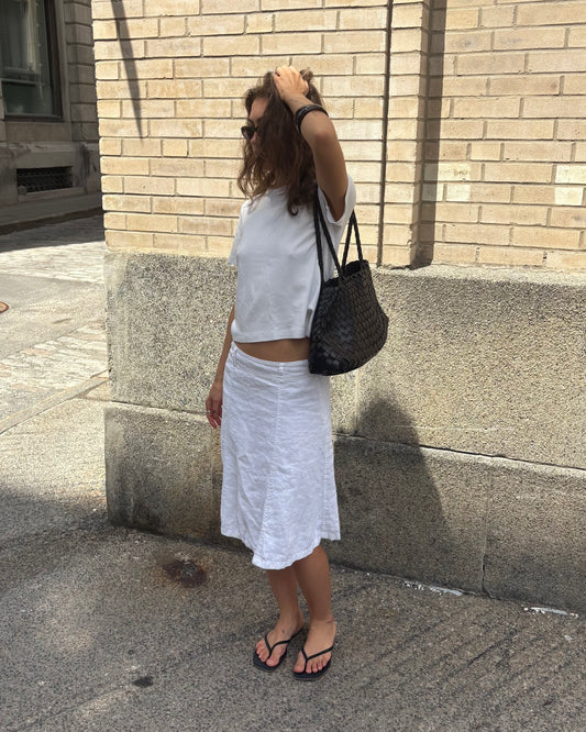 White linen skirt