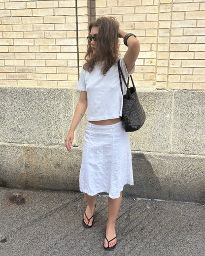 White linen skirt